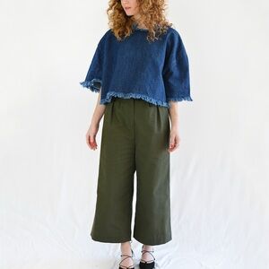 Ashley Rowe Denim Frayed Crop Top O/S One Size